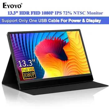 

Eyoyo EM13R IPS HDR Portable Gaming Monitor HDMI USB C 72% NTSC 13.3" 1080P Second LCD Screen Xbox Switch PS4 Display for Phone
