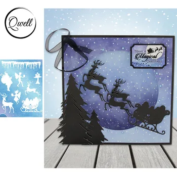 

QWELL Christmas Santa Claus Reindeer Elf Metal Cutting Dies for Scrapbooking and Card Making Paper Embossing Craft New 2019
