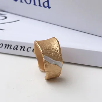 

Onlylili Fashion Two Color Wire Drawing Opening Ring for Women Personality Index Ring Wedding Anniversary Gift