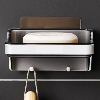 

Soap Dish Soap Holder Adhesive Wall Mounted Soap Dish Container Leak Proof Self Draining Soap Box, Shower Dish for Home Bathroom