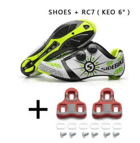 Shoes RC7 Sidebike углеродная велосипедная обувь для шоссейного велосипеда Мужская гоночная профессиональная спортивная велосипедная обувь самозакрывающаяся велосипедная size40-46 дышащая - Цвет: Shoes RC7