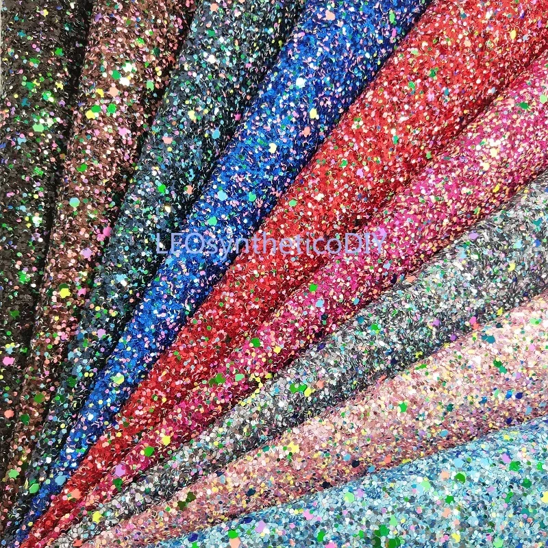 1PC 21X29CM Glitter Fabric, Chunky Glitter Leather Fabric Sheets, Synthetic Letaher For Bows