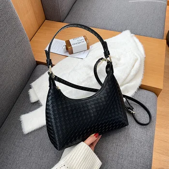 

Weave PU Leather Crossbody Bags for Women 2021 Women's New Trend Handbags and Purses Luxury Travel Branded Hand Bag