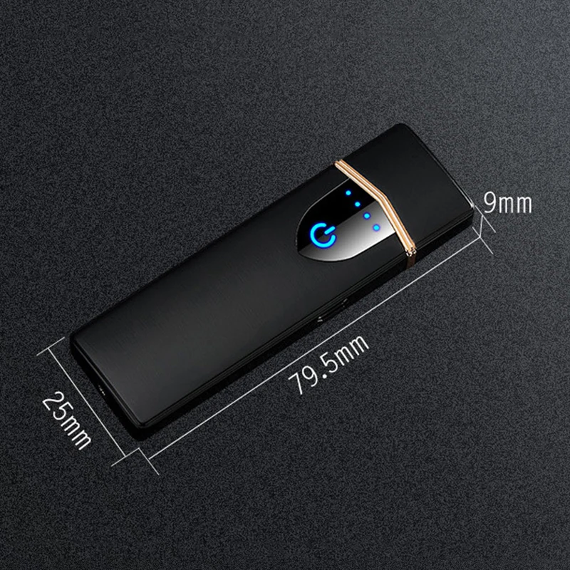 Зарядка электрическая зажигалка сенсорный индукционный ветрозащитный электронный ультра-тонкий USB прикуриватель металлический