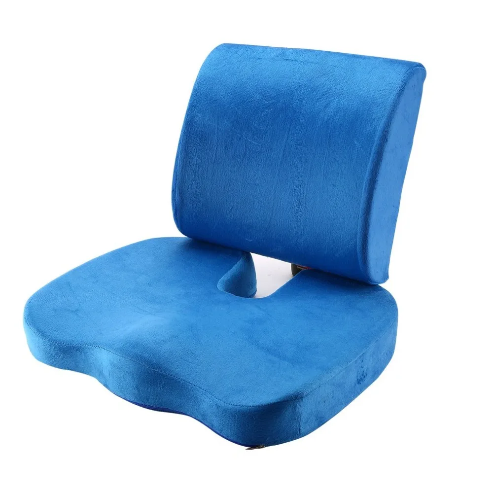 

2PCS/SET Comfortable Memory Foam Orthopedic Seat Cushion Waist Back Support Set for Home Office Health Care Cushion