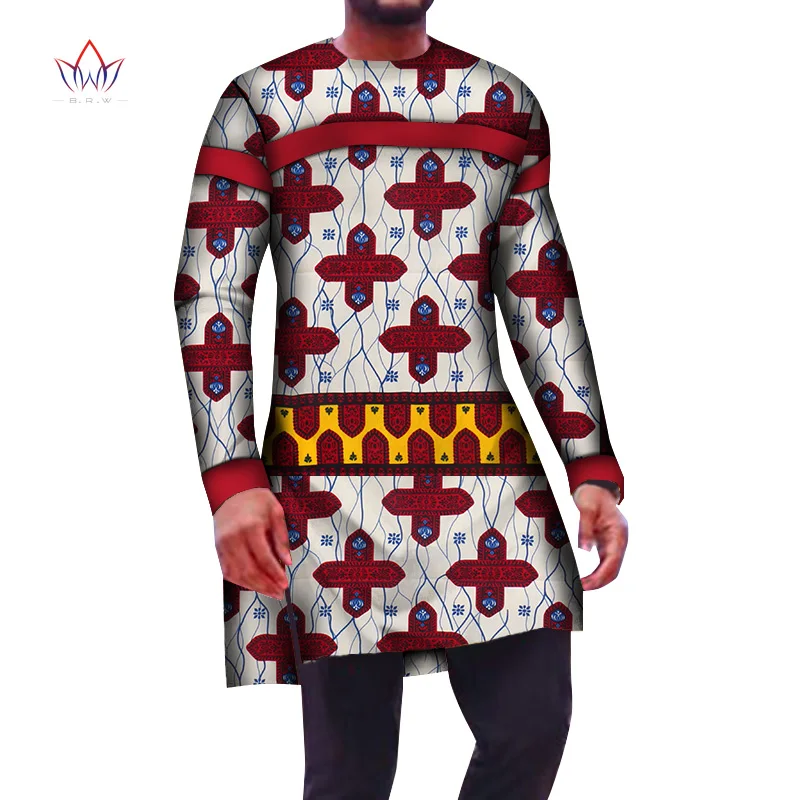 Новая мода рубашки с длинным рукавом Дашики африканская одежда мужские длинные футболки Базен Riche мужские рубашки африканская одежда WYN951 - Цвет: 1
