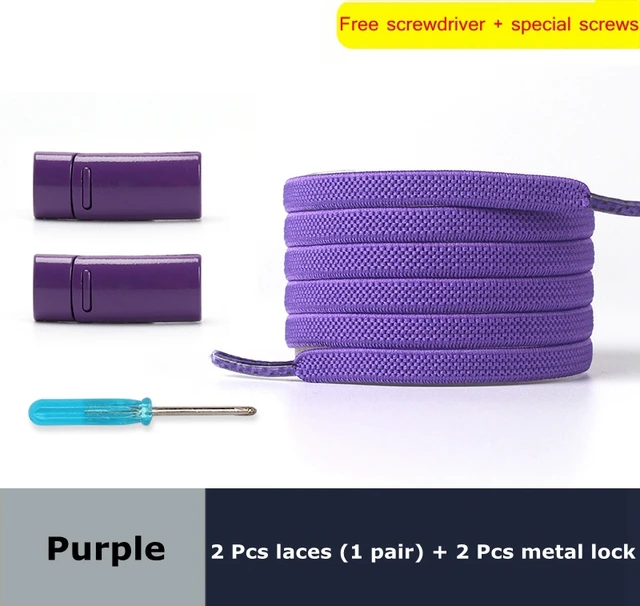 Magnetic lock Elastic Shoelaces Flat Of Sneakers No tie Shoe Laces Metal locking Easy to put on and take off Lazy Shoelace Purple