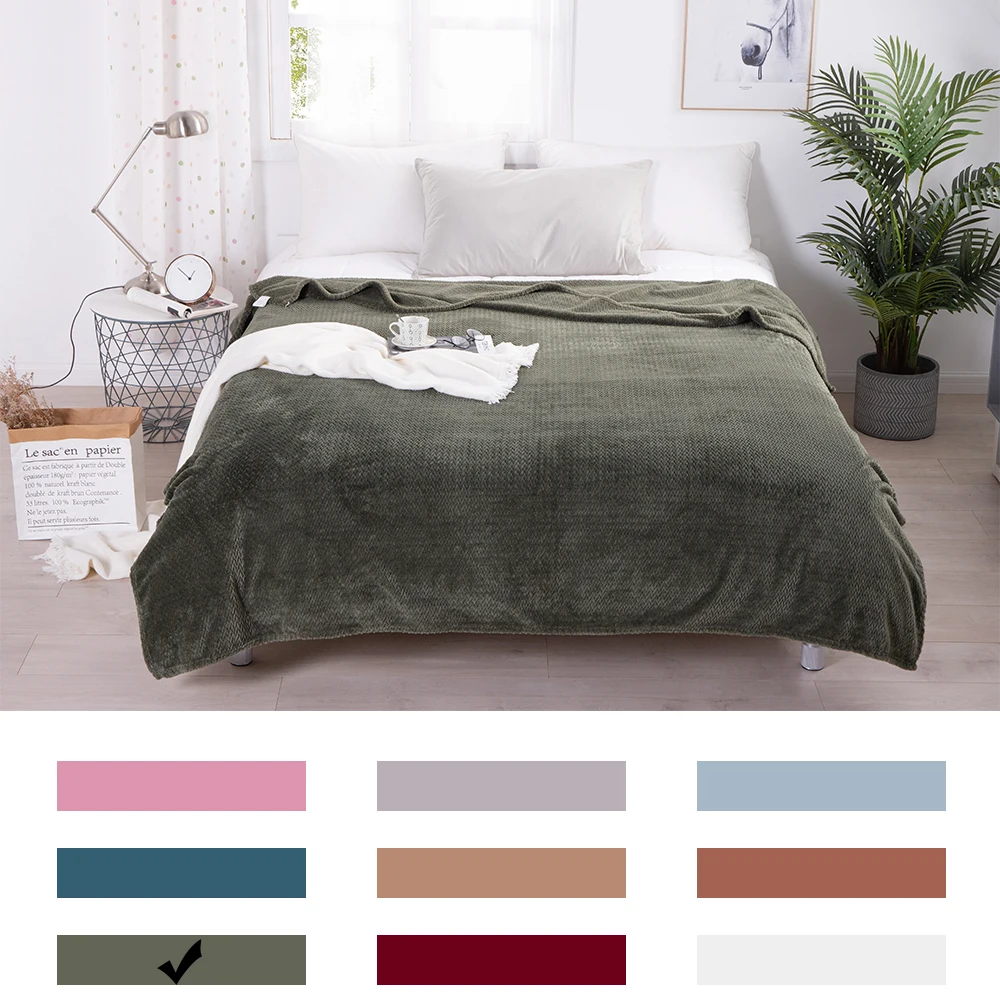 Flannel Fleece Throw Blanket Soft Travel Many Sizes And Color Solid Bedspread Plush Cover for Bed Sofa Warm Gift | Дом и сад