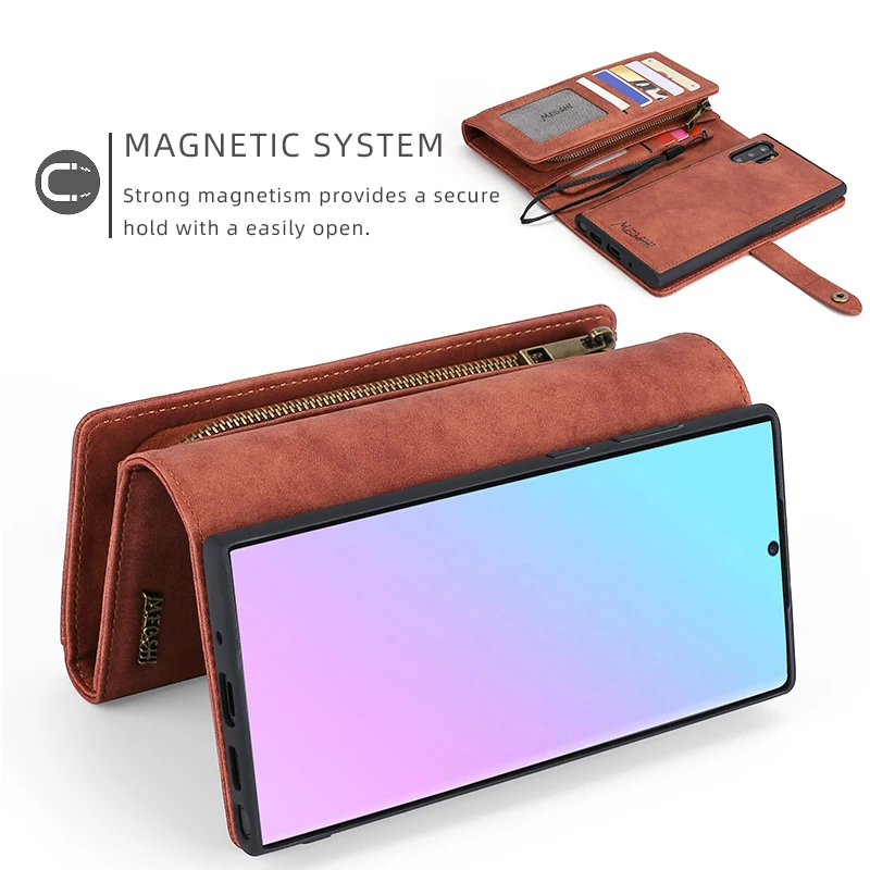 MEGSHI для Sansung Galaxy Note 10 Plus 9 8 S7 Brieftasche Fall 2 в 1 Abnehmbare Leder флип-чехол Magnetische Fall для A50 S105G