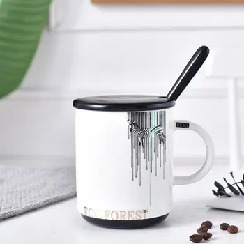 

Fashion ceramic mug ins cup Nordic couple cup coffee cup with lid spoon milk breakfast cup coffee cup