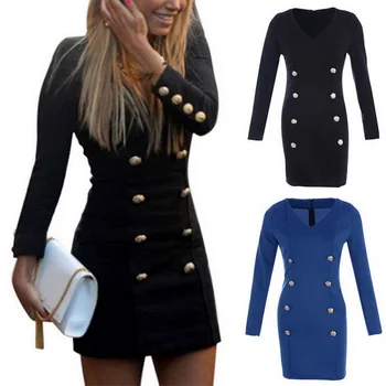 

JIDIMITTY Vestidos Women Bodycon Dress Sexy V-neck Button Blazer Dresses Winter Dress Female Clothes Office Lady Black Dress