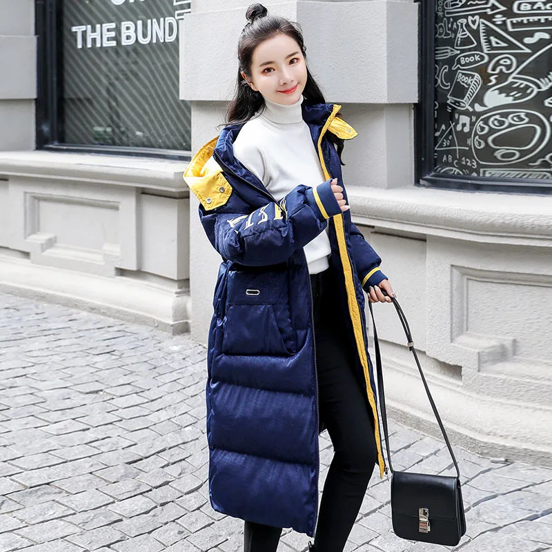 

Down Coat Women's Winter Korean-style Loose-Fit Mid-length Hooded down Jacket Cotton-padded Clothes Coat Thick Cotton-padded Clo