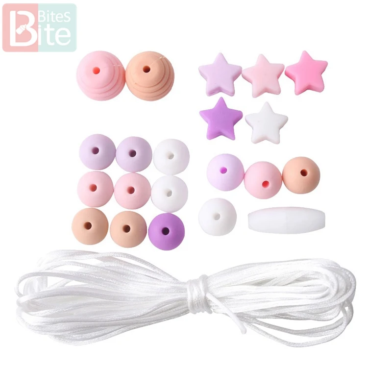 Pink set 20 Pc Кусачки 1 Набор DIY Детский силиконовый Прорезыватель для зубов бисер Прорезыватель грызунов кулон в виде ежа DIY ожерелье Младенцы зуб для детей продукт - Цвет: Pink set 20 Pc