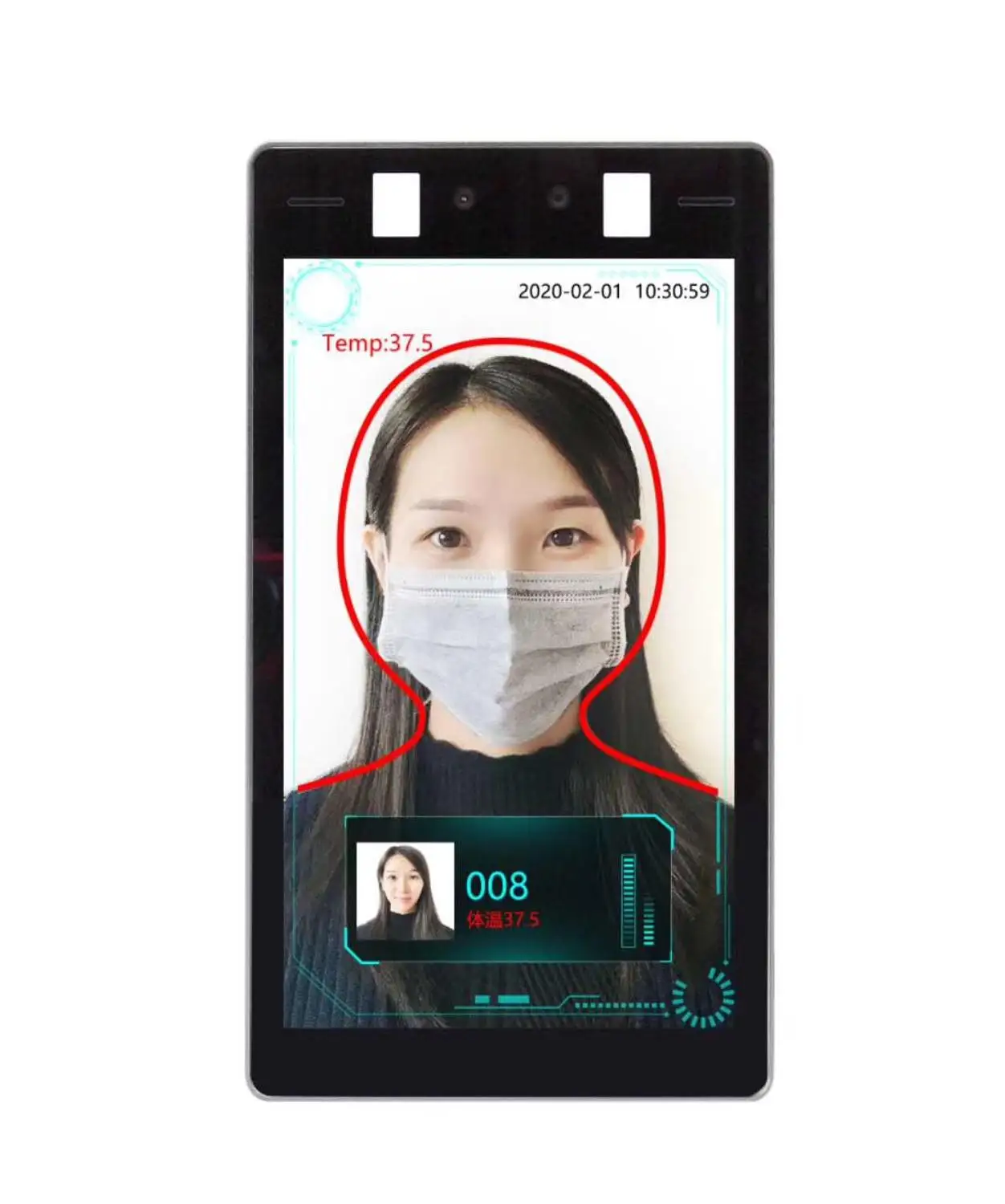 AI термальная камера распознавание лица Обнаружение температуры тела мониторинг