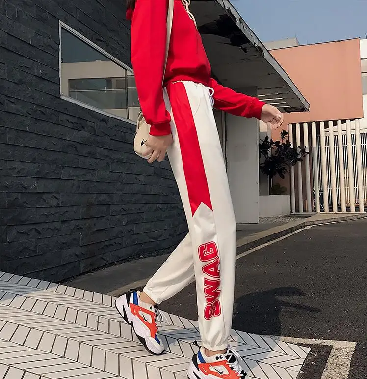 Осенние женские брюки японские Kawaii Harajuku Ulzzang повседневные свободные Ins Harlan повседневные брюки женская одежда для женщин