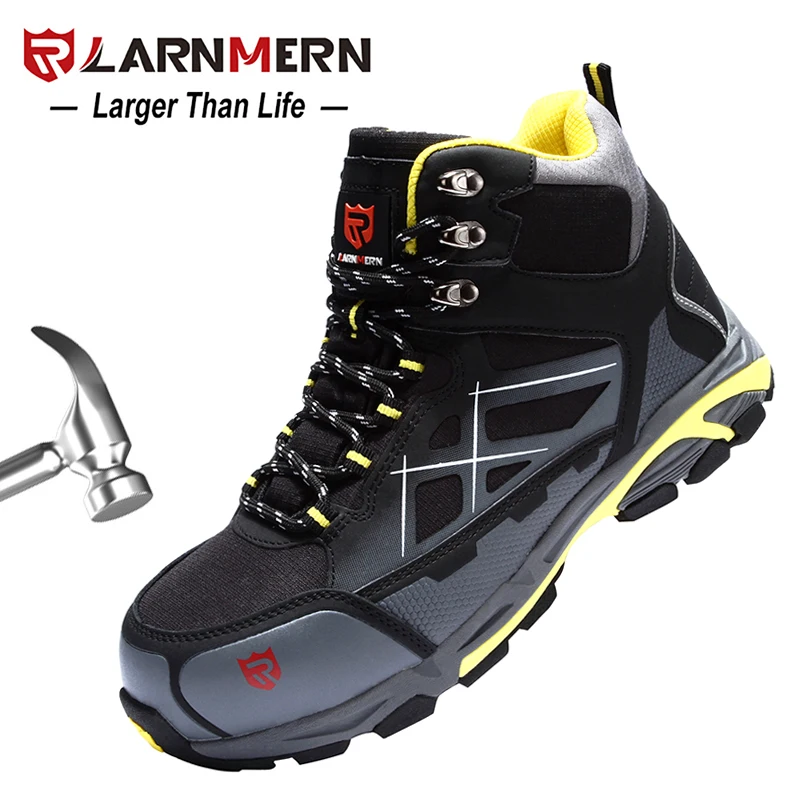 LARNMERN Men's Safety Steel Toe Work Shoes Lightweight Indestructible Boots 