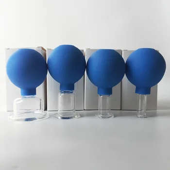 

4pcs Vacuum Glasses Massage Jars Pink Blue Body Cups Rubber Head Suction Cup Therapy Health Care