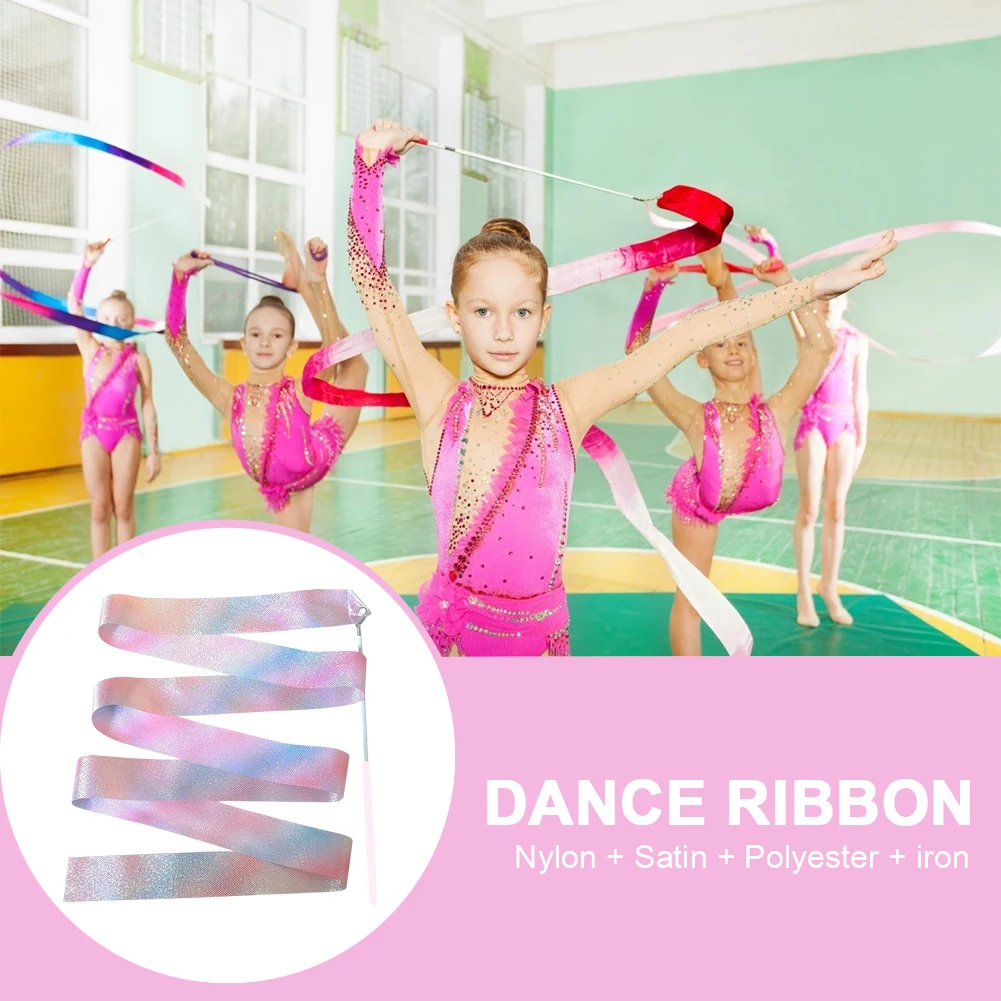 Gymnastics Ribbon 2m/4m Flashing Glitter Dance Ribbon Rod