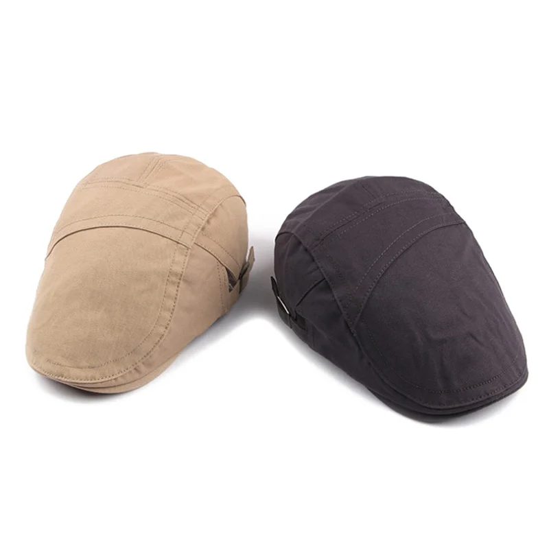 

Golf Cap Adjustable Beret Caps Men Women Breathable Bone Edge Hat Herringbone Solid Flat Berets Cap Outdoor