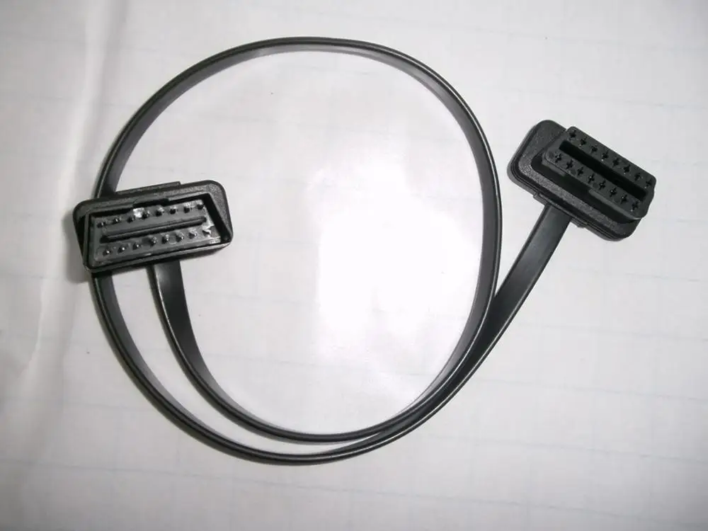 10 шт. Высокое качество 60 см плоский тонкий как лапша OBD2 16Pin ELM327 мужчин и женщин Локоть удлинитель диагностический сканер разъем - Цвет: c394030-10pc-60cm