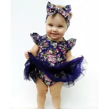 Платье для малышей+ повязка на голову; комплект из 2 предметов; платье для младенцев; летняя одежда для новорожденных