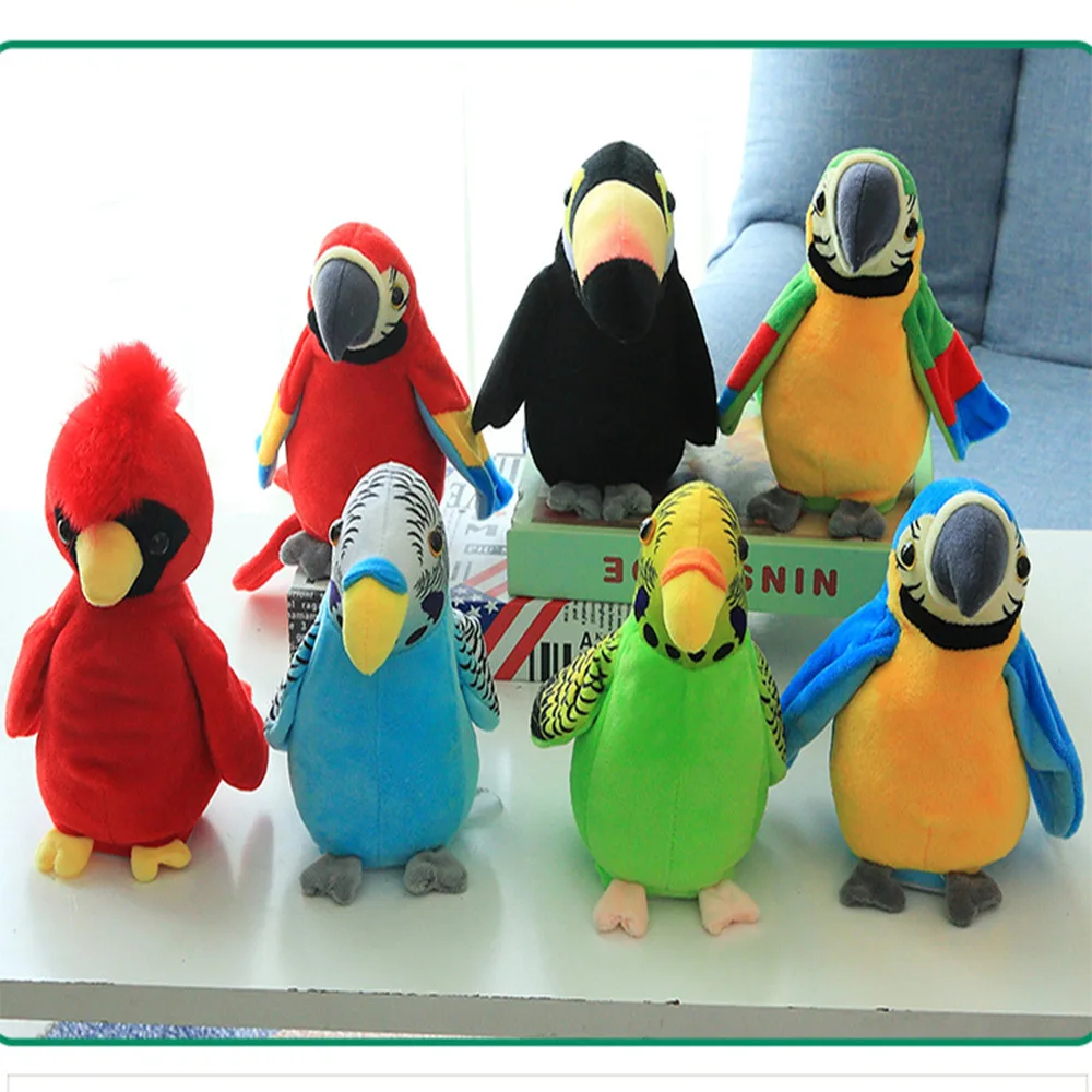 New Style Electric Plush Toys Parrot Animated Recording Learn to Speak Parrot Twist Fan Wing Toy