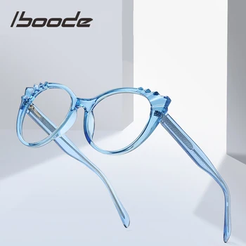 

iboode Blue Light Blocking Glasses Men Women TR90 Flexible Cat Eye Frame Computer Goggles Flat Mirror Anti-UV Optical Eyewear