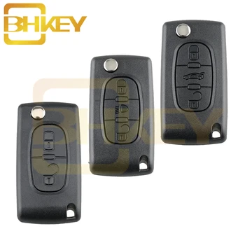 

BHKEY Flip Remote Car Key Case For Peugeot 207 307 308 407 607 For Citroen C4 C5 C3 Berlingo Xsara HU83/VA2 Fob 2/3/4B Car key