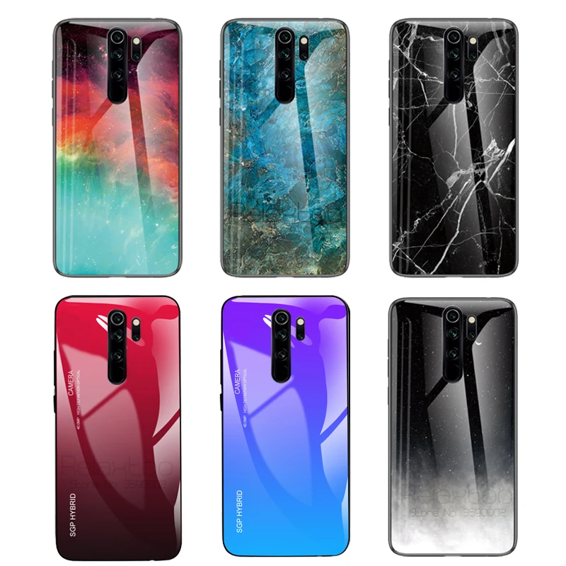 Градиентный чехол для xiaomi redmi note 8 pro из закаленного стекла телефона xiomi xaomi note8 8pro