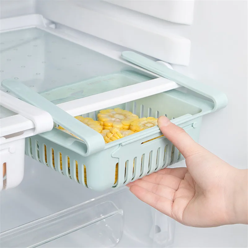 Kitchen Refrigerator Storage Rack Retractable Drawer Household Multifunctional Fresh-keeping Box Partition Layered Shelf Plastic