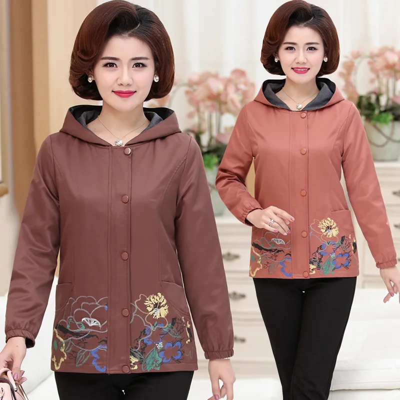 

2020 New Style Spring And Autumn Middle-aged Women Dress Jacket Middle-aged WOMEN'S Apparels Autumn Clothing Coat Hooded Trench