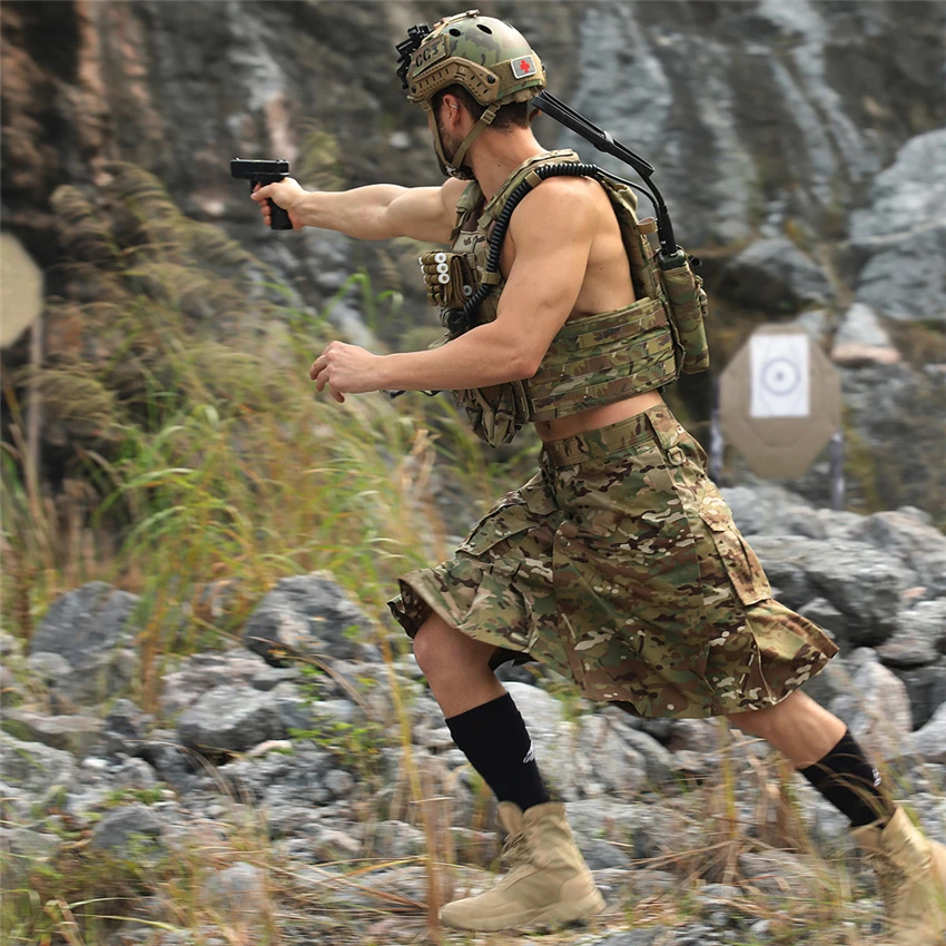 

New Scottish Skirt for Men Army Military Uniform Special Forces Combat Bottoms Camouflage Costumes Soldier Adult Work Clothes