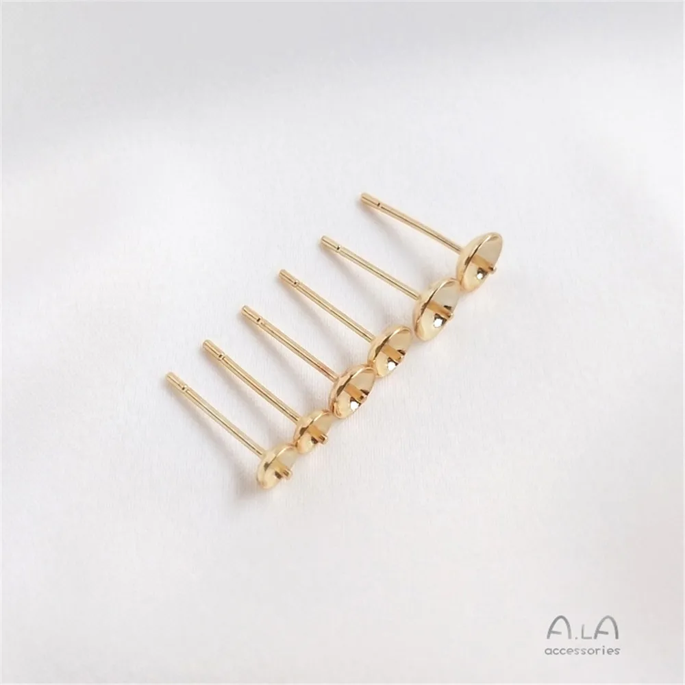 14K Gold Filled Half hole cup needle ear nail paste pearl ear pin ear bracket handmade DIY ear accessories 14K Gold Filled Half hole cup needle ear nail paste pearl ear pin ear bracket handmade DIY ear accessories