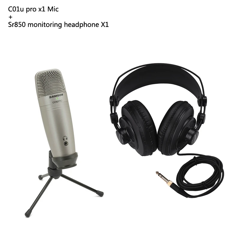 Samson C01U Pro USB Студийный конденсаторный микрофон для профессионального радио диктофона, речевого повествования - Цвет: with 850 headphone