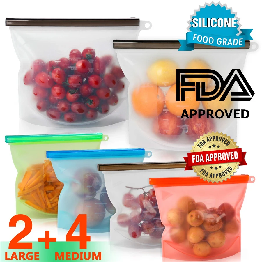 

RASABOX - Reusable Silicone Food Storage Bags for Fruit, Vegetables, Lunch - Eco Friendly