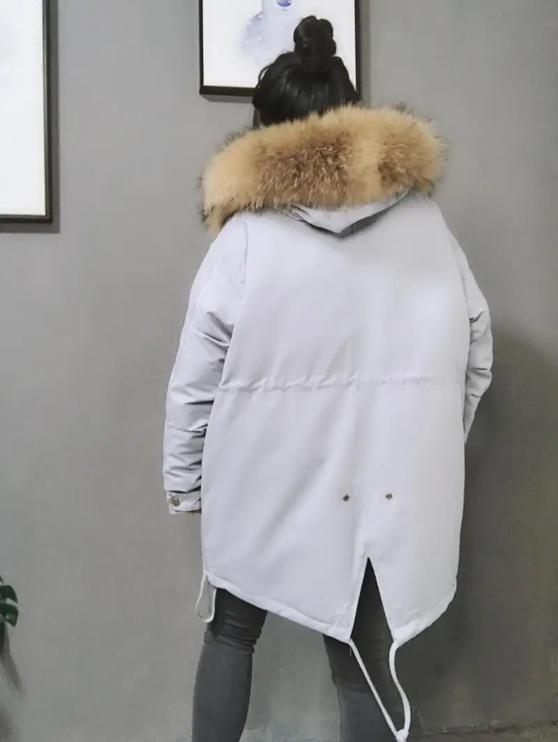 Женский пуховик, корейский стиль, короткий, свободный, плотный, с густым мехом, белый, утиный пух,, модная новинка, большие размеры