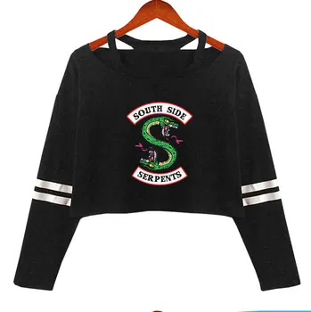 

south side serpents riverdale women's Off-shoulder shirt Sexy Long Sleeve riverdale southside Tops Shirt Girl Streetwear Clothes
