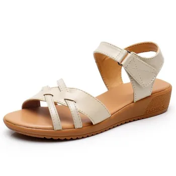 

Summer Hot 2020 New Women Sandals Open Toe Genuine Leather Sandals Soft Bottom Comfort Non-slip Wear Flat Sandals Casual Sandals