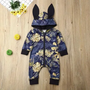 

Zipper Long Sleeve Baby Girl Boy Romper Jumpsuit Autumn Winter Rabbit Ear Newborn Girl Boy Bodysuit Jumpsuit Infant Romper D30