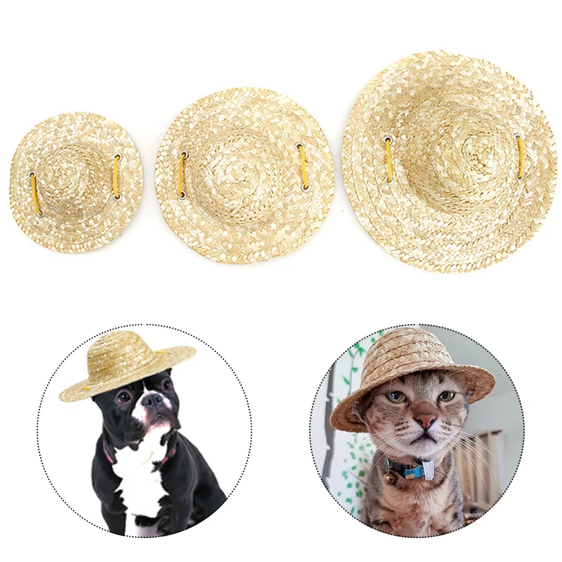 Moda pet tecido chapéu de palha para cão chapéu de sol sombrero para cães  pequenos e gatos praia festa palha acessórios para agir bonito|Bonés p/  cães| - AliExpress