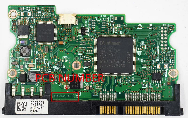 Placa de Circuito de Disco Rígido Hitachi b 0a29531 01 f 0a29531 01 Ic: 0a29626 0a29625 Etiqueta Branca: 0a53043 0a53047 0a53039 - Imagem 4
