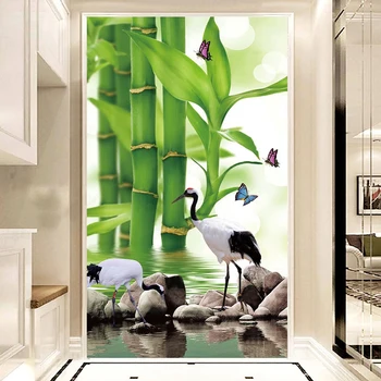 

Custom 3D Photo Wallpaper Bamboo Forest Landscape Entrance Aisle Hall Mural Wallpapers For Living Room Background Wall Art Decor
