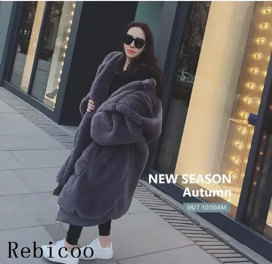 

New Plus Size Winter Coats Women Solid Color Casual Loose Fur Jacket Big Fur Hooded Overcoats Fashion Thicken Faux Fur Coat