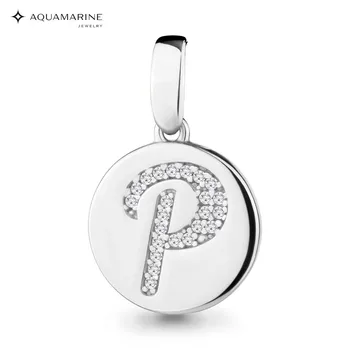 

Letter AQUAMARINE with cubic, silver 925
