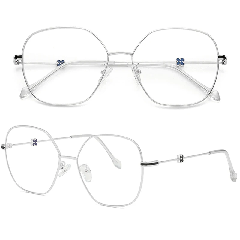 Очки против голубого излучения многоугольная оправа металлические квадратные очки Женские Классические брендовые дизайнерские прозрачные линзы компьютерные очки