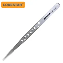 Leda L602411 Dull Polish Perforated Hard Tweezers Larger Tweezers