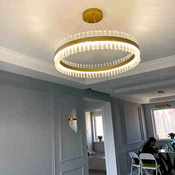 

Light luxury crystal chandelier living room lamp post modern minimalist dining room bedroom hall net red nordic lamps WJ022528