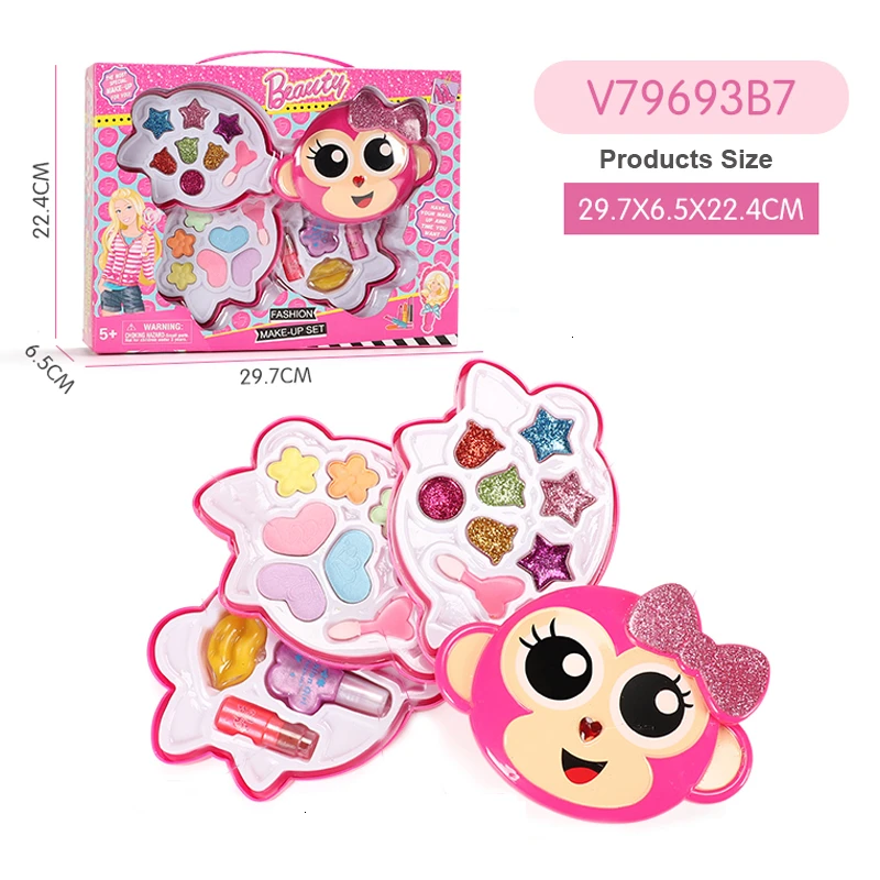 Ролевые игры игрушечный макияж розовый набор для моды и красоты безопасный нетоксичный макияж набор косметическая коробка для девочек игрушки принцесса одевание - Цвет: V79693B7