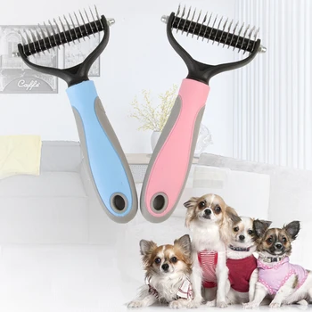 

Qianyun Hair Removal Comb for Dogs Cat Detangler Fur Trimming Dematting Deshedding Brush Grooming Tool For matted Long Hair Pet