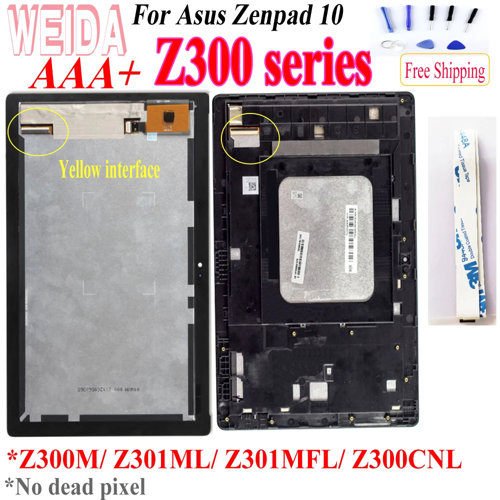 WEIDA для Asus Zenpad 10 Z300M Z301ML Z301MFL Z300CNL желтый кабель 1280*800 ЖК-дисплей сенсорный экран сборка Рамка для Z300 ЖК-дисплей